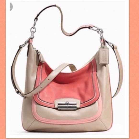Coach Kristin Spectator Leather Hobo Bag Handbag 22509 Taupe Rose Multicolor NEW - Picture 12 of 12
